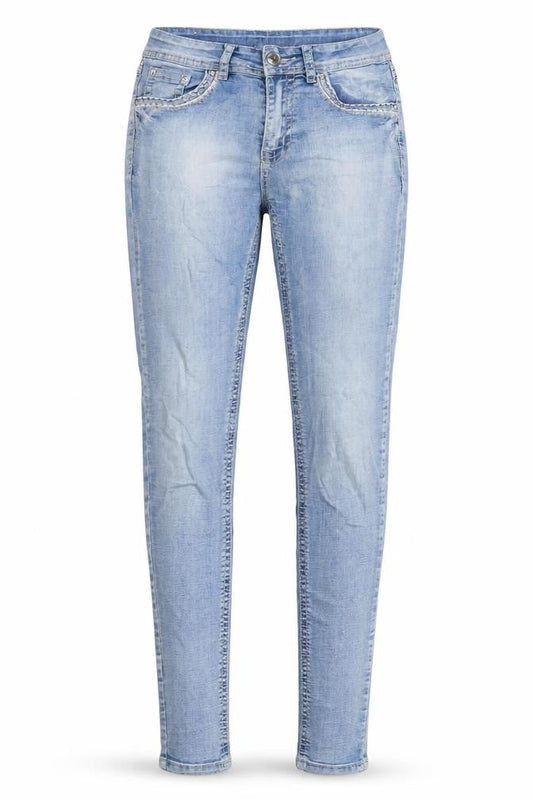 My Christy Womens Blue Cotton Skinny Jeans Size S L30 in Regular Zip - Embroidered