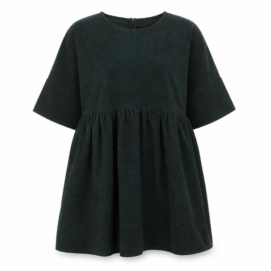 Front view of Missguided women’s green polyester a-line, size UK 12, crew neck zip