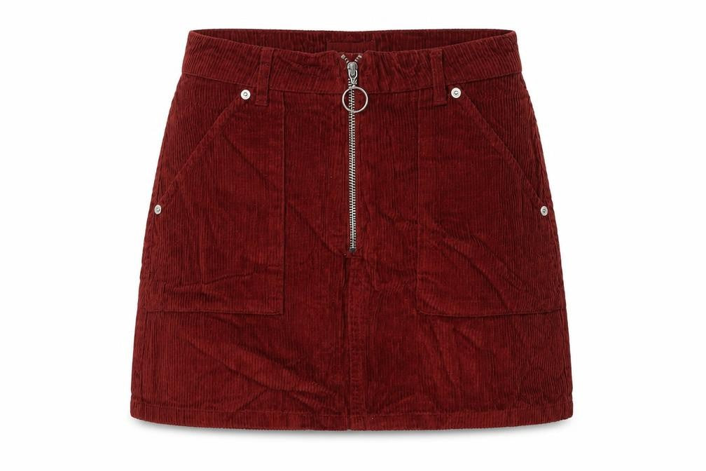 Topshop Womens Red Cotton A-Line Skirt Size 8 Zip