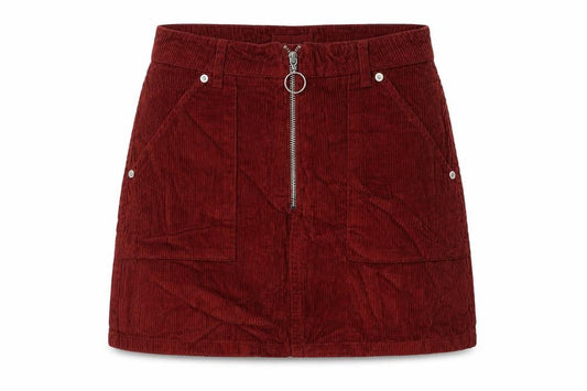 Topshop Womens Red Cotton A-Line Skirt Size 8 Zip