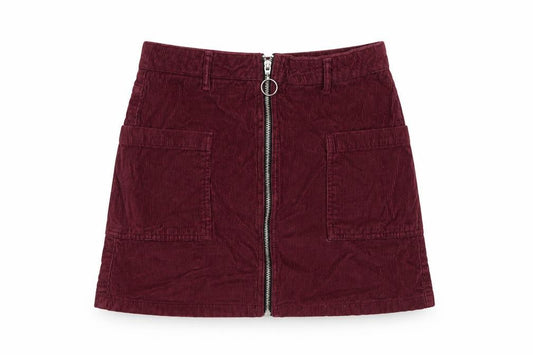 Topshop Womens Red Cotton A-Line Skirt Size 10 Zip