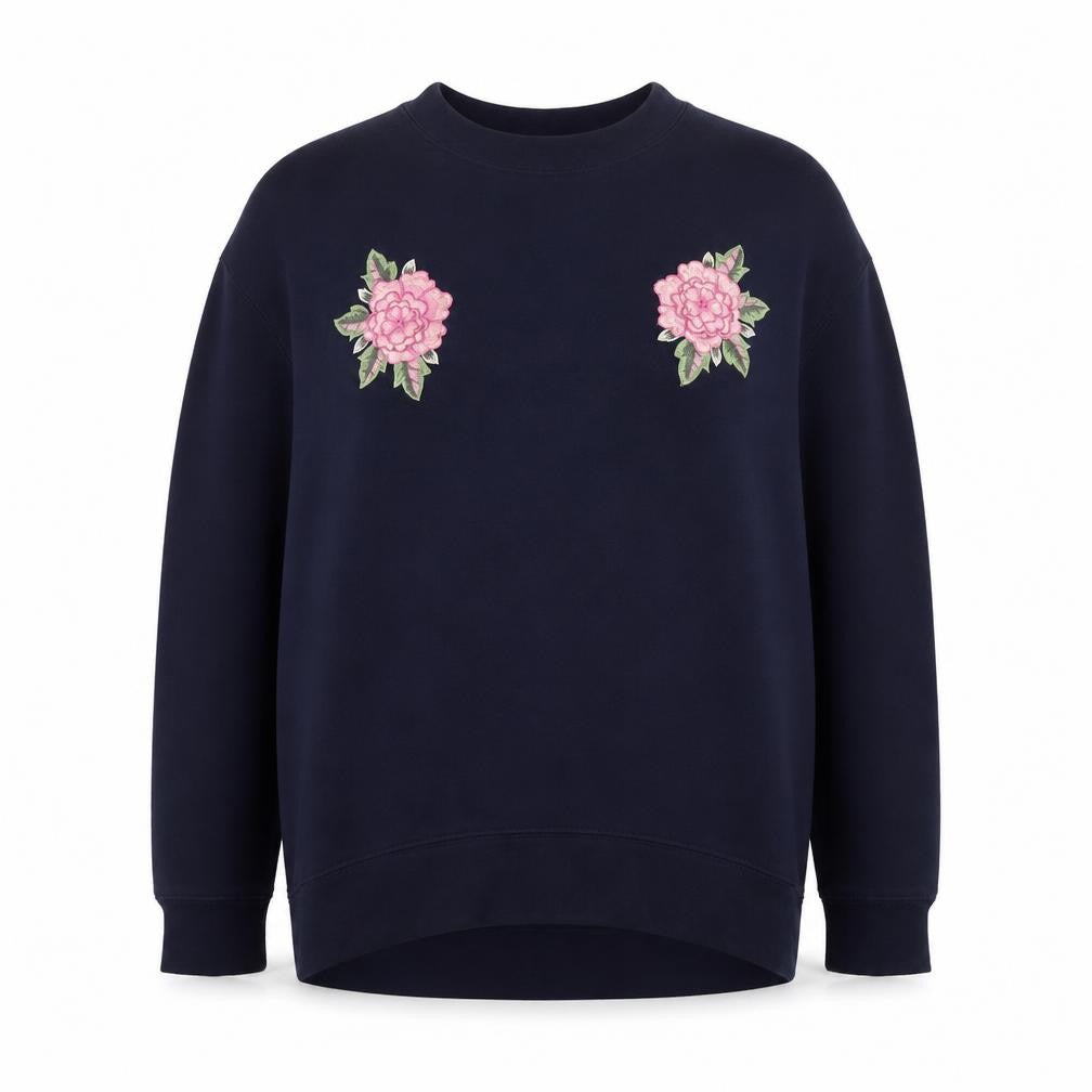 H&M Womens Blue Cotton Pullover Sweatshirt Size S Pullover - Flowers