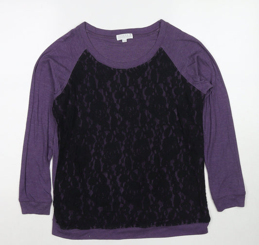Joseph A Womens Purple Round Neck Viscose Pullover Jumper Size 14