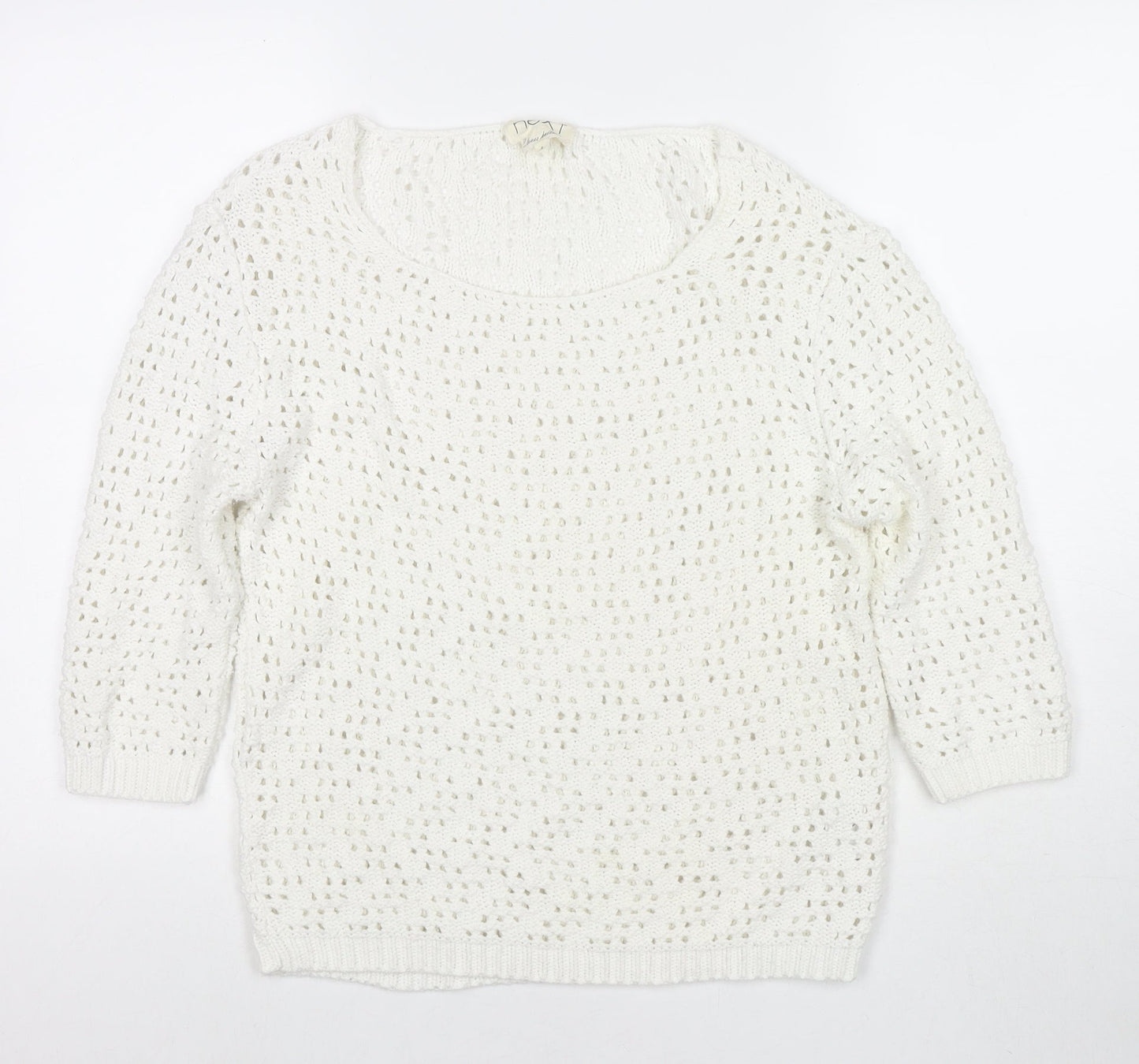 NEXT Womens White Round Neck Acrylic Pullover Jumper Size 8
