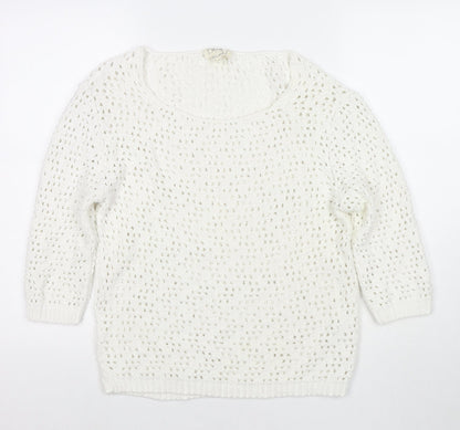 Next Womens White Round Neck Acrylic Pullover Jumper Size 8