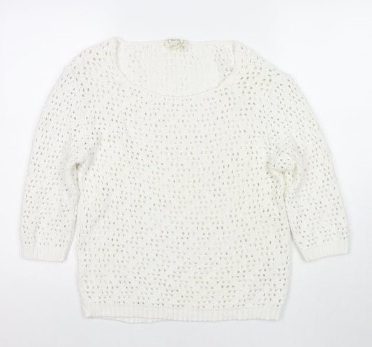 NEXT Womens White Round Neck Acrylic Pullover Jumper Size 8