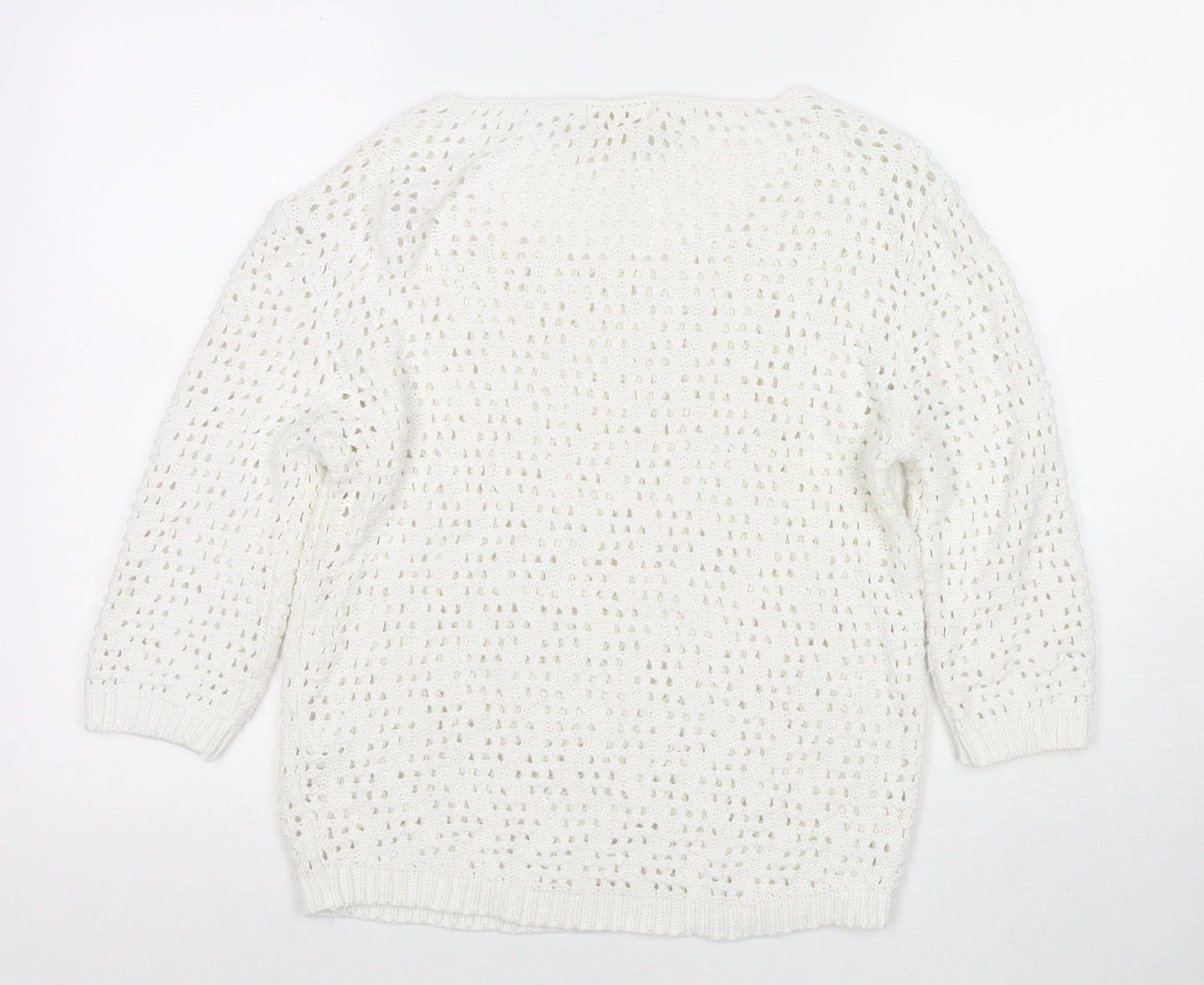 NEXT Womens White Round Neck Acrylic Pullover Jumper Size 8