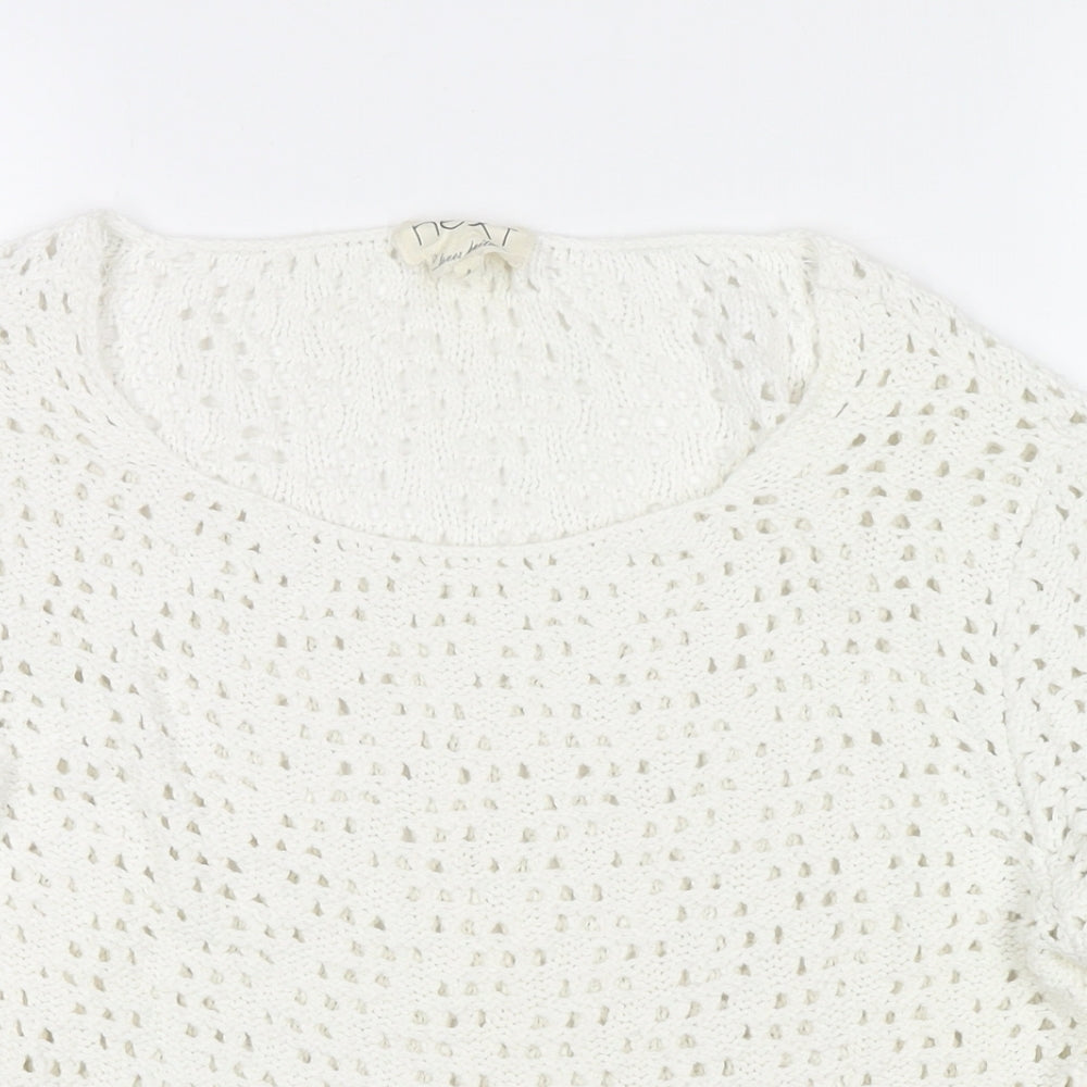 NEXT Womens White Round Neck Acrylic Pullover Jumper Size 8