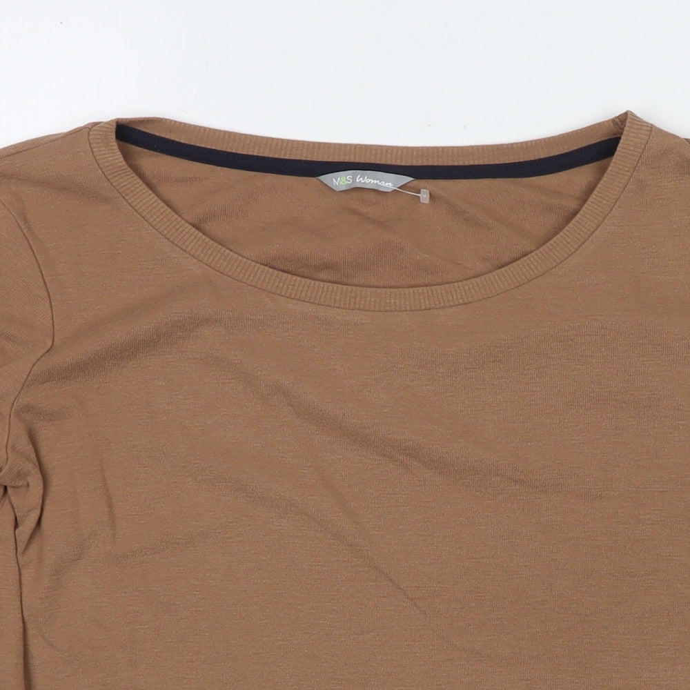 Marks and Spencer Womens Brown Round Neck Polyester Pullover Jumper Size 10