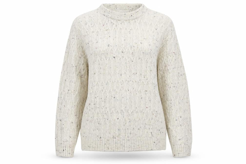 Classics Womens White Round Neck Acrylic Pullover Jumper Size L - Size L/XL