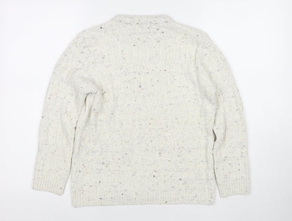 Classics Womens White Round Neck Acrylic Pullover Jumper Size L - Size L/XL