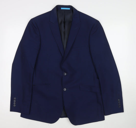 ONESIX5IVE Mens Blue Polyester Jacket Blazer Size 40 Regular