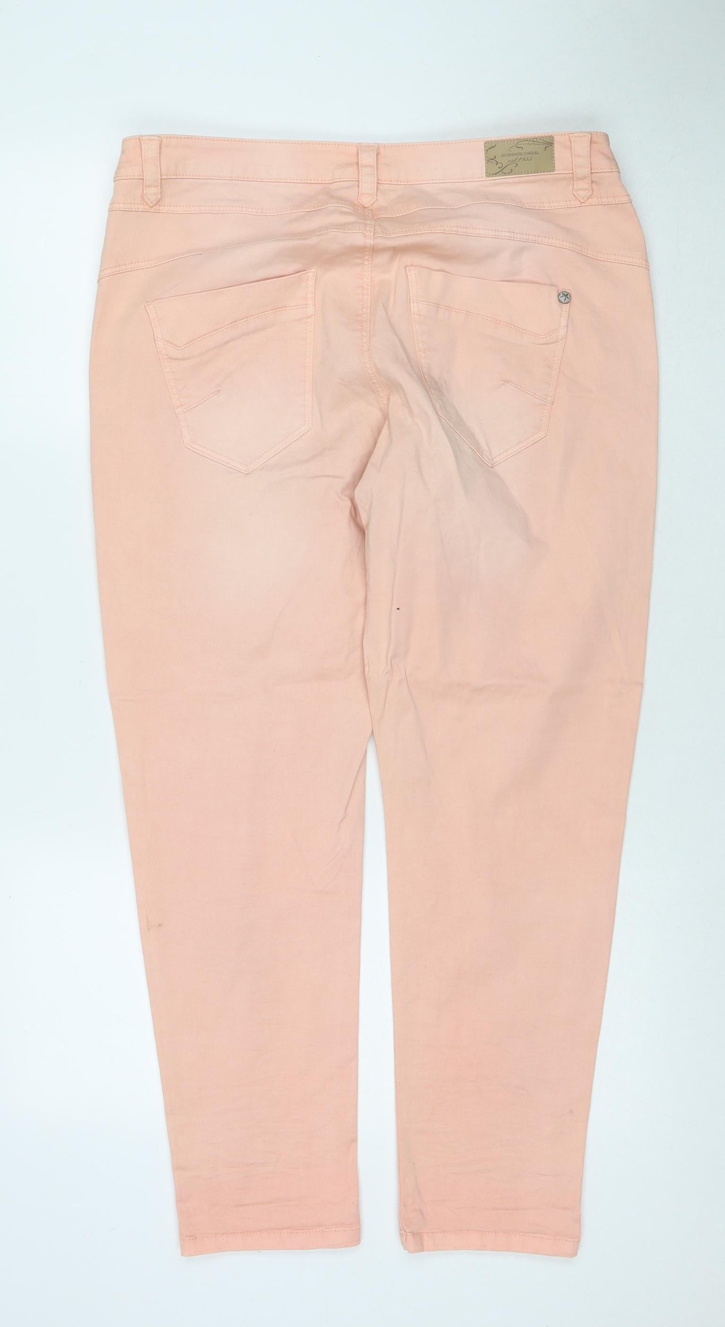 Charles Vogele Womens Beige Cotton Straight Jeans Size 14 L27 in Regular Zip