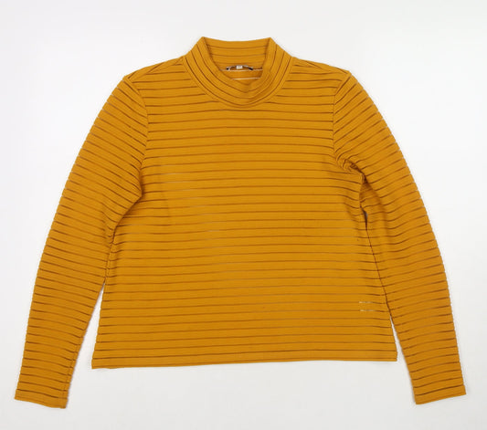 Marks and Spencer Womens Yellow Round Neck Polyester Pullover Jumper Size 10