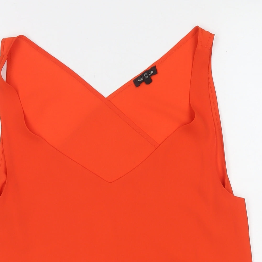 River Island Womens Orange Polyester Basic Tank Size 10 V-Neck