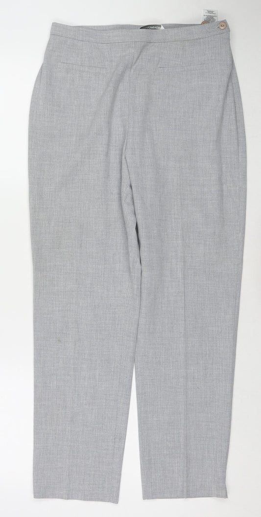 Marks and Spencer Womens Grey Polyester Trousers Size 12 L27 in Regular Tie
