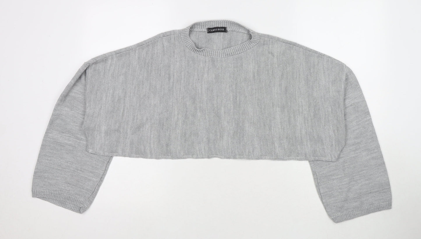 Cameo Rose Womens Grey Round Neck Acrylic Pullover Jumper Size 4