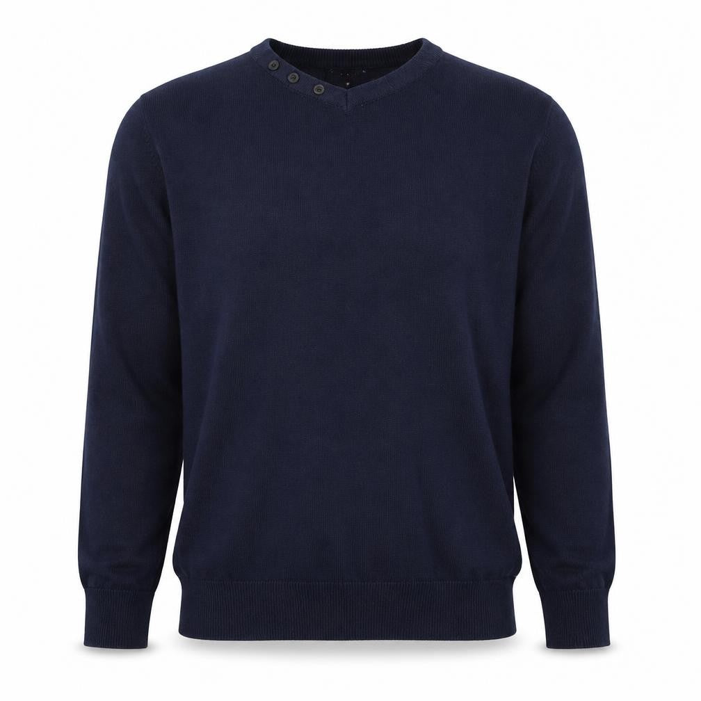 Smith & Jones Mens Blue Round Neck Cotton Pullover Jumper Size M Long Sleeve