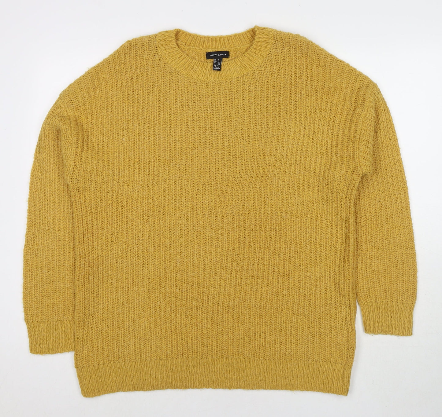 New Look Womens Yellow Round Neck Acrylic Pullover Jumper Size M