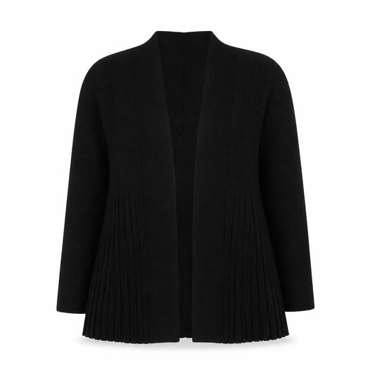 Front view of Roman women’s black v-neck polyester cape jumper, size UK 14