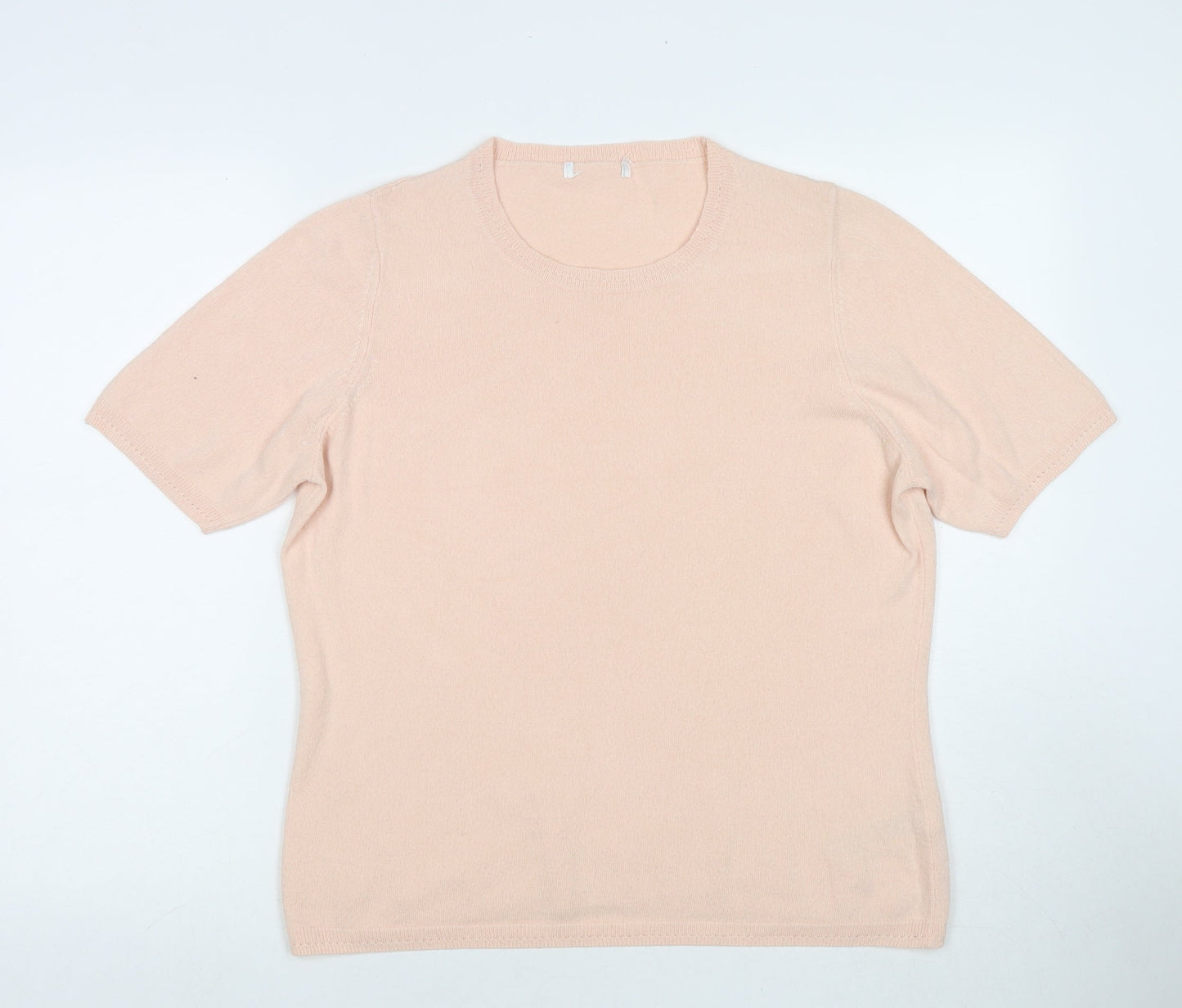 Marks and Spencer Womens Pink Acrylic Basic T-Shirt Size 16 Round Neck