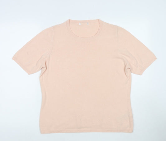Marks and Spencer Womens Pink Acrylic Basic T-Shirt Size 16 Round Neck