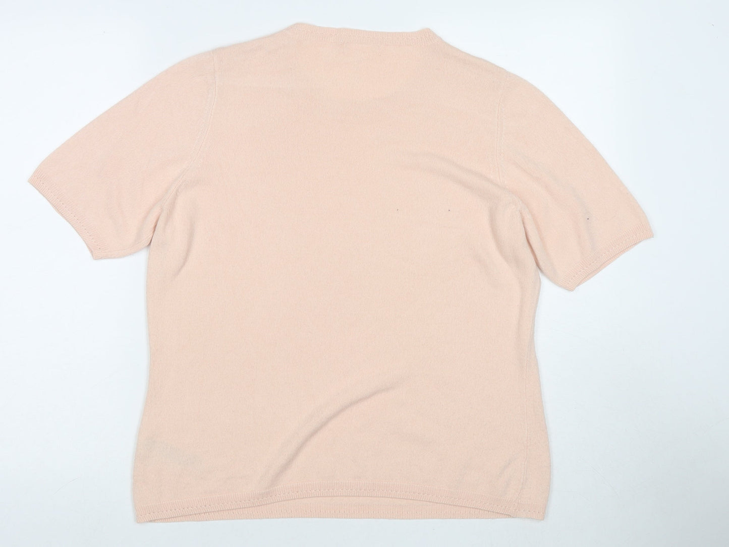 Marks and Spencer Womens Pink Acrylic Basic T-Shirt Size 16 Round Neck