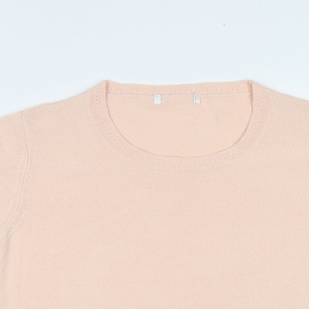 Marks and Spencer Womens Pink Acrylic Basic T-Shirt Size 16 Round Neck