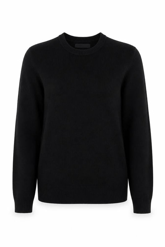 Front view of ASOS women’s black round neck acrylic jumper size 2xs