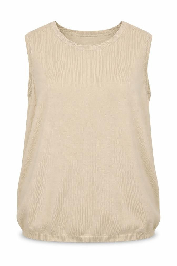 St Michael Womens Beige Cotton Basic Tank Size 14 Round Neck