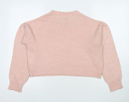 River Island Womens Pink Round Neck Acrylic Pullover Jumper Size 10