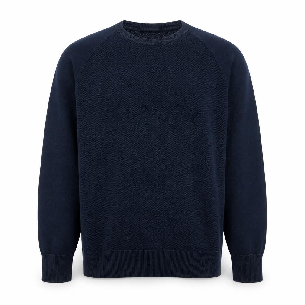 Criminal Mens Blue Round Neck Cotton Pullover Jumper Size S Long Sleeve