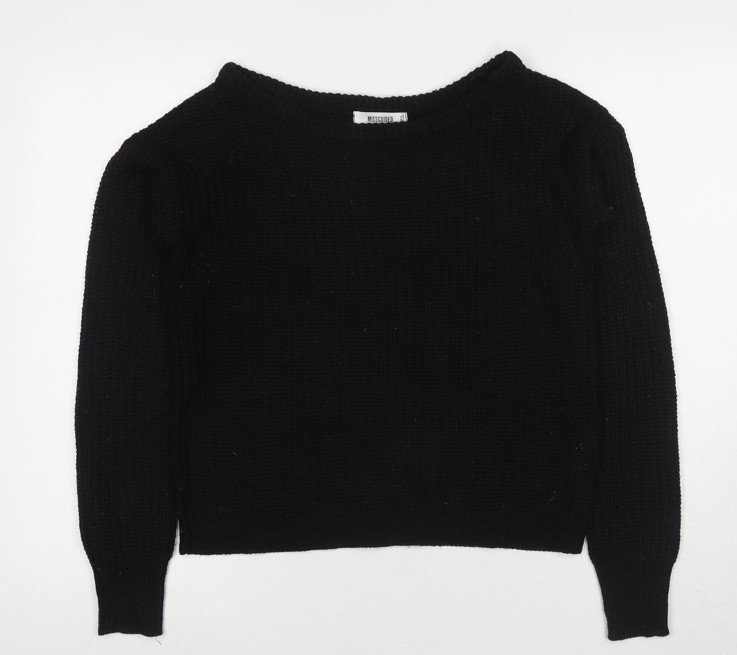 Missguided Womens Black Round Neck Acrylic Pullover Jumper Size 6