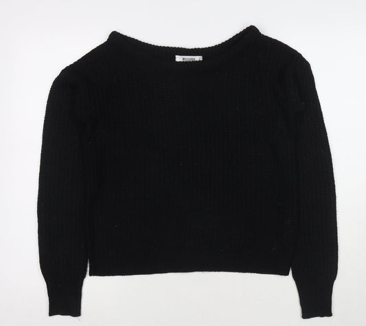 Missguided Womens Black Round Neck Acrylic Pullover Jumper Size 6