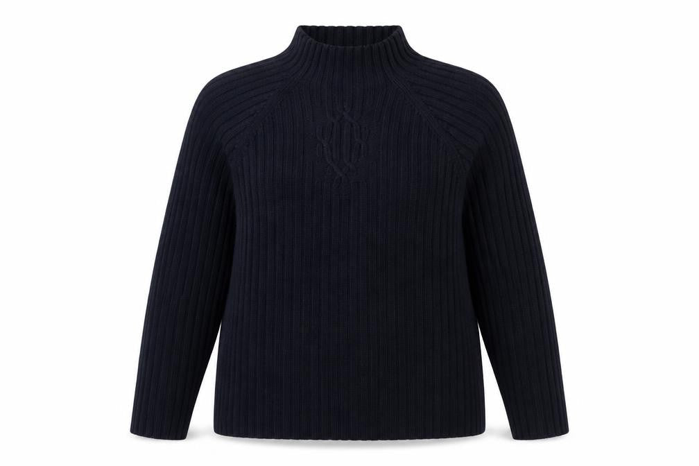Lakeland Womens Blue Mock Neck Acrylic Pullover Jumper Size 14