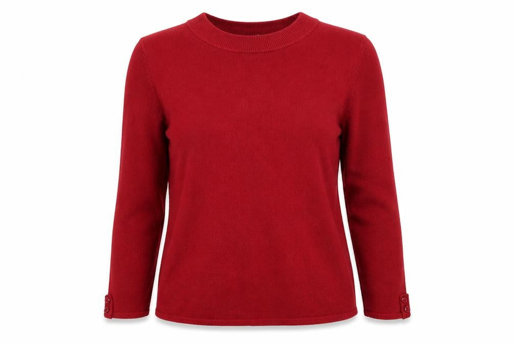 Bonmarché Womens Red Round Neck Acrylic Pullover Jumper Size 14