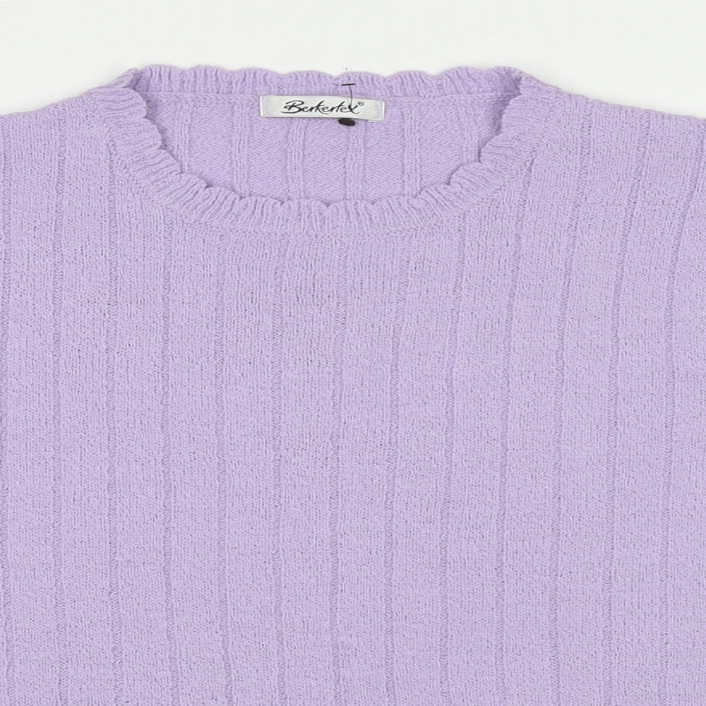 Berkertex Womens Purple Acrylic Basic Polo Size 14 Round Neck - Size 14-16