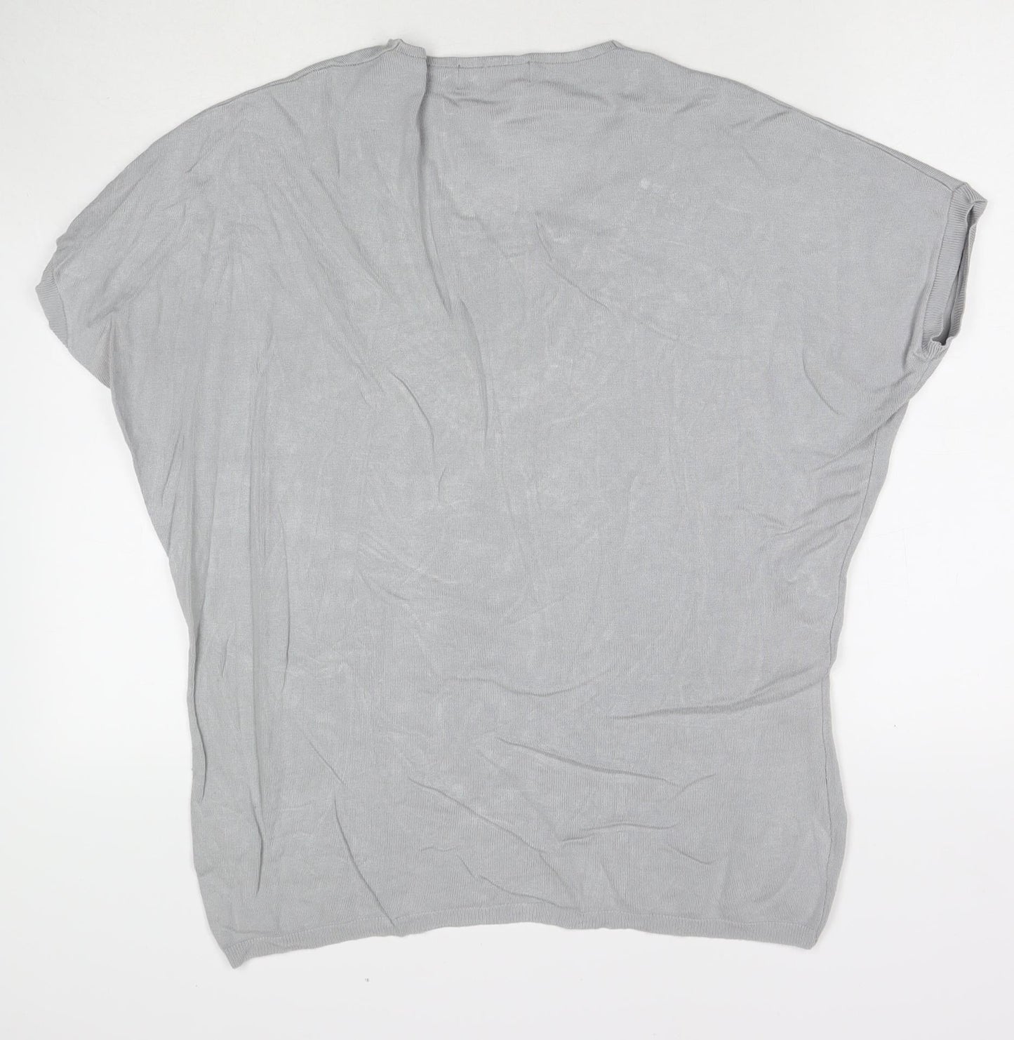 Frank Usher Womens Grey Viscose Tunic T-Shirt Size S Round Neck - Sequin Detail Flower Size S/M