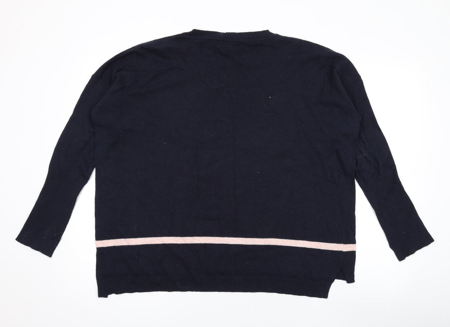 Great Plains Womens Blue Round Neck Cotton Pullover Jumper Size M