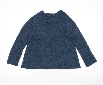 Next Womens Blue Boat Neck Acrylic Pullover Jumper Size 12