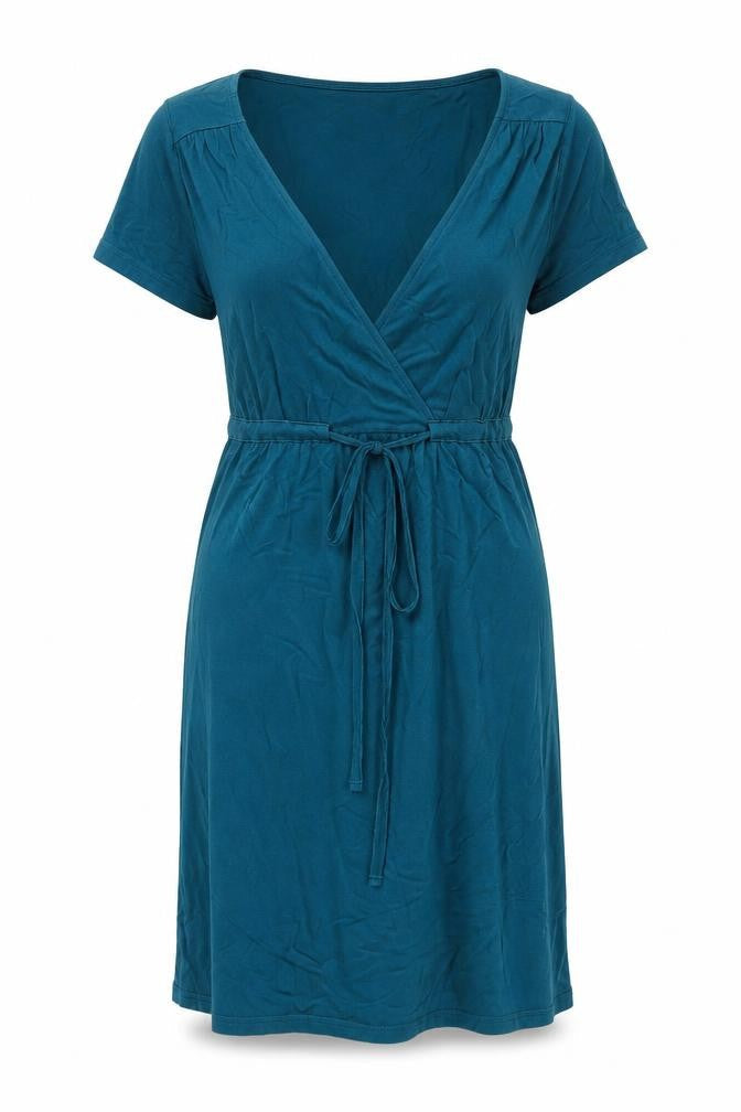 H&M Womens Green Viscose A-Line Size 10 V-Neck