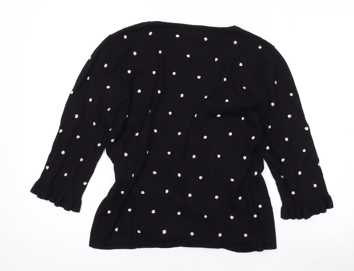 Kaliko Womens Black V-Neck Polka Dot Viscose Wrap Jumper Size 12