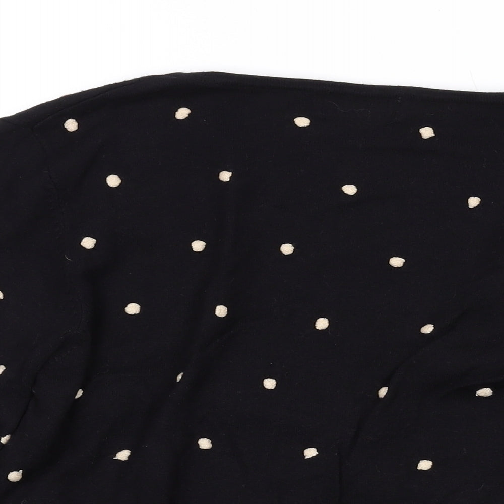 Kaliko Womens Black V-Neck Polka Dot Viscose Wrap Jumper Size 12