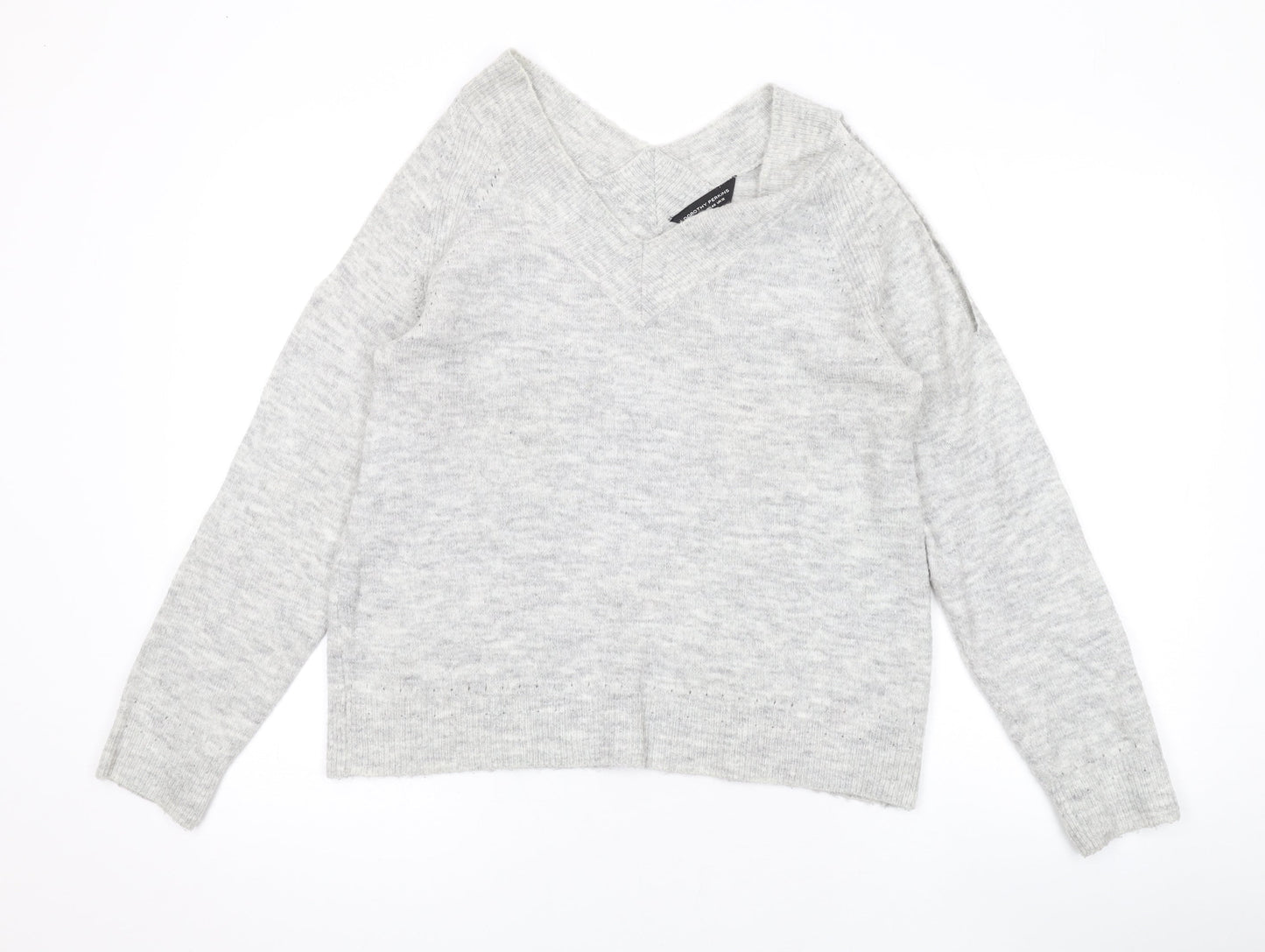 Dorothy Perkins Womens Grey V-Neck Acrylic Pullover Jumper Size 12 - Cold Shoulder