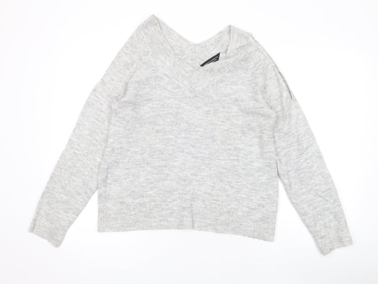 Dorothy Perkins Womens Grey V-Neck Acrylic Pullover Jumper Size 12 - Cold Shoulder