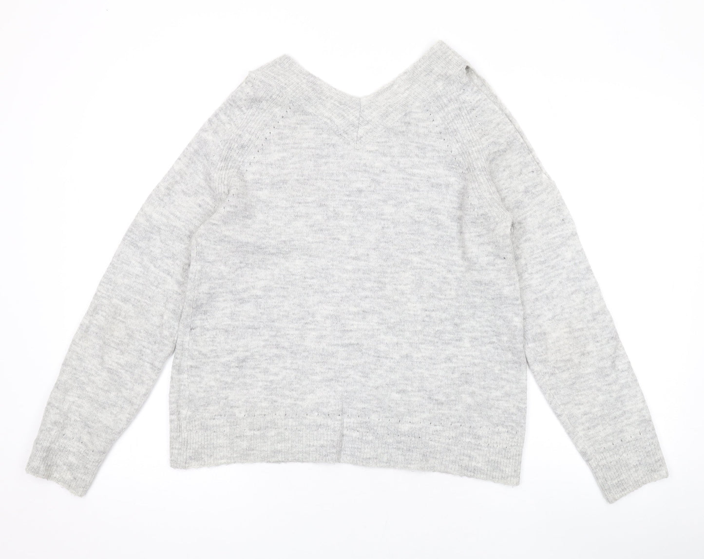 Dorothy Perkins Womens Grey V-Neck Acrylic Pullover Jumper Size 12 - Cold Shoulder