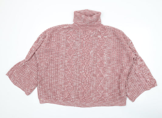 Very Womens Pink Roll Neck Acrylic Pullover Jumper Size 14