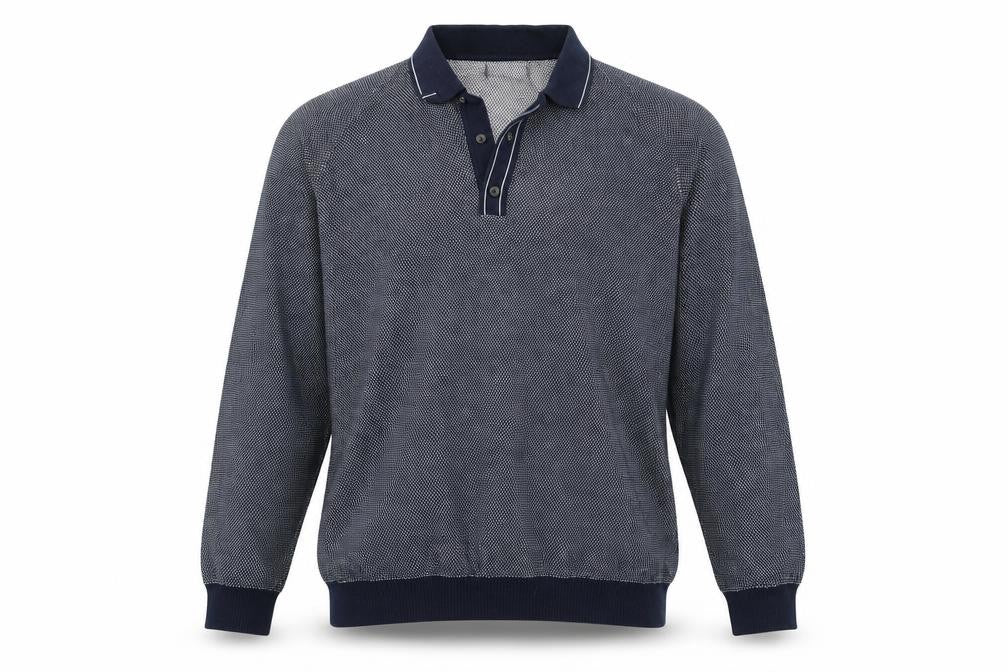 Marks & Spencer Mens Blue Collared Cotton Pullover Jumper Size XL Long Sleeve