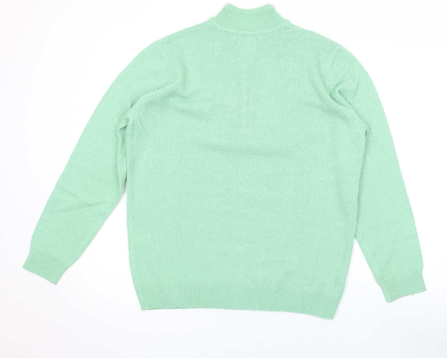 Charmance Womens Green V-Neck Acrylic Pullover Jumper Size 18