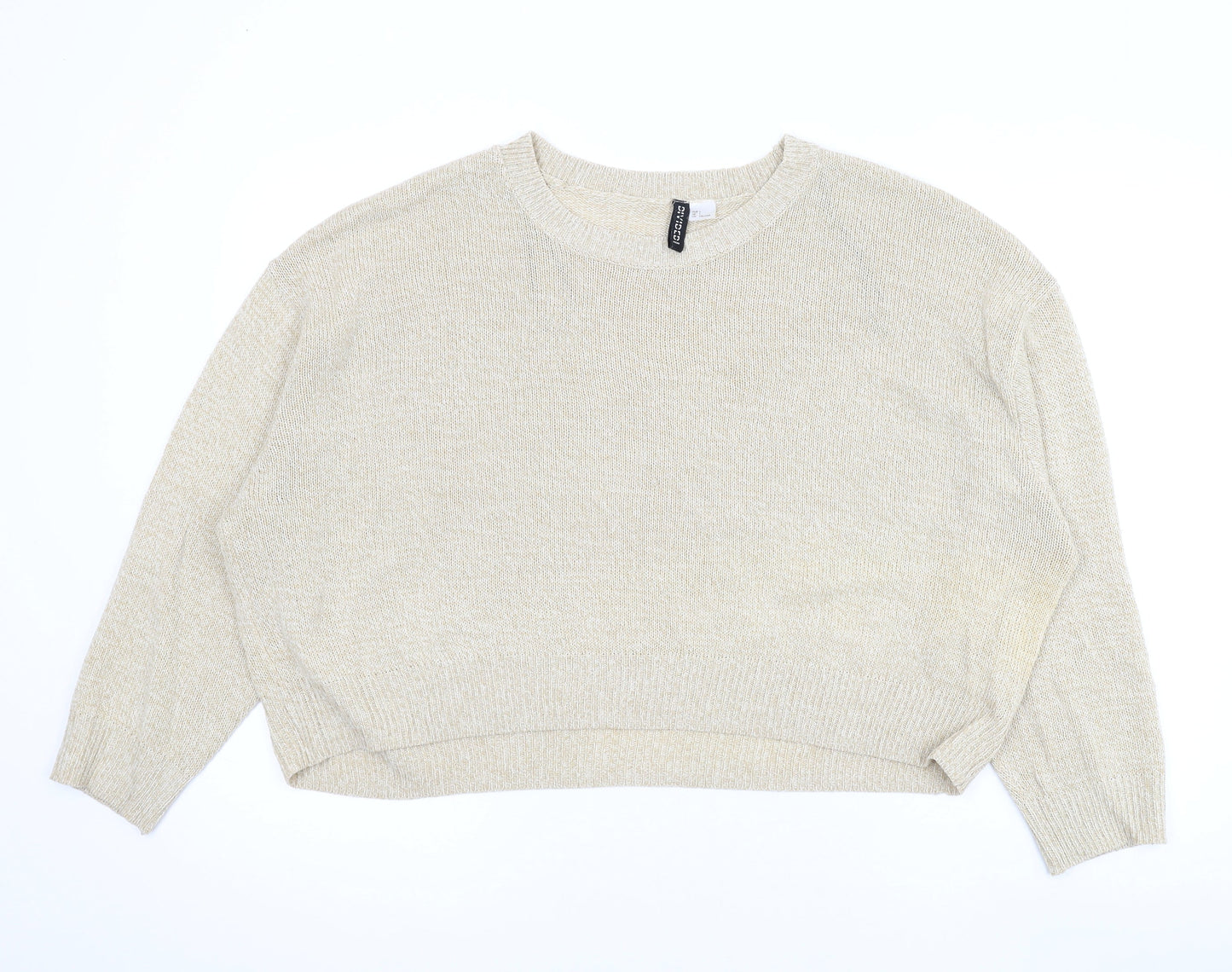 Divided by H&M Womens Beige Round Neck Acrylic Pullover Jumper Size L